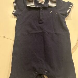 Jacadi Navy Romper with Striped Detail